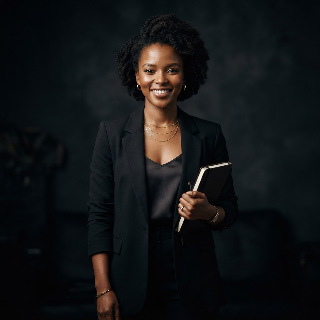 Studio portrait businesswoman